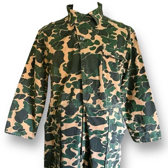 Vintage 1960s Bullseye Bill Mens Hunting Coveralls Sz Large XL Camo Duck Canvas - Picture 4 of 13
